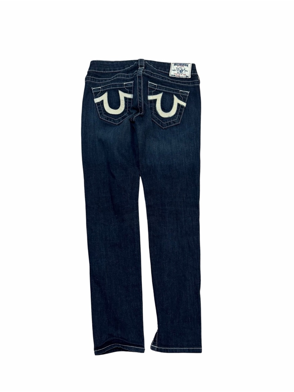 True Religion Dark Wash Low Rise Straight Skinny Jeans Made in USA Size 25 Y2K